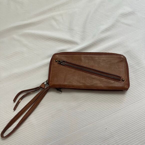 Free People Handbags - Free People Distressed Vegan leather Wallet Wristlet Brown